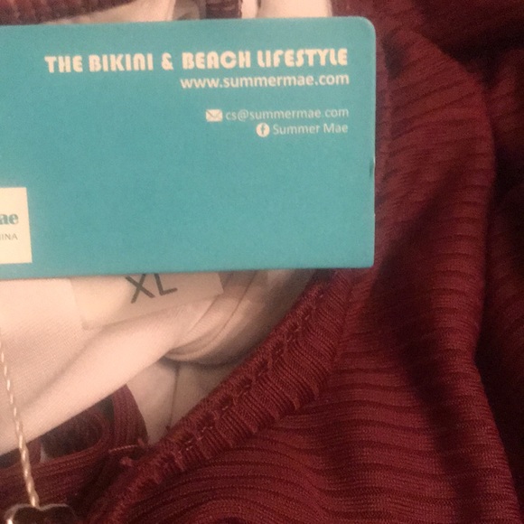 Maternity Swimsuit One Piece With Ribbed, Button Front Design Size XL — Burgundy - Picture 7 of 7